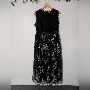 Miss Look Elegant Black Floral Lace Dress